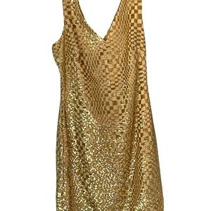 CHELSEA &VIOLET GOLD SEQUIN BEIGE DRESS